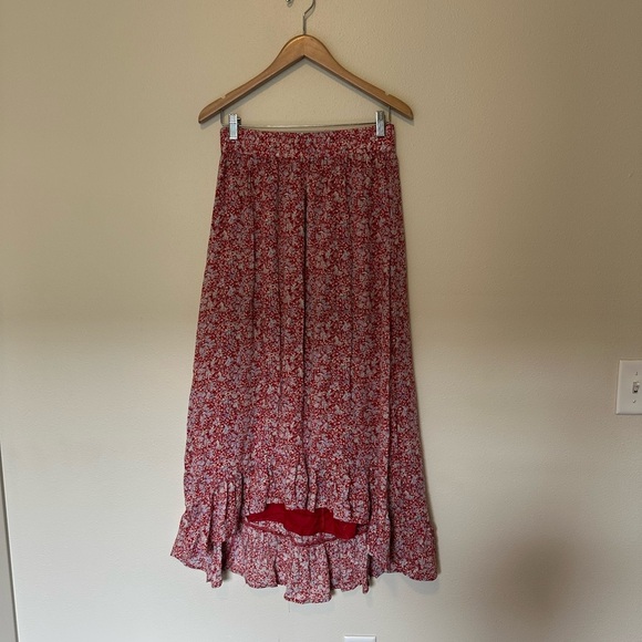 NWT ABERCROMBIE & FITCH Floral Red High/Low Maxi Skirt - Picture 1 of 4